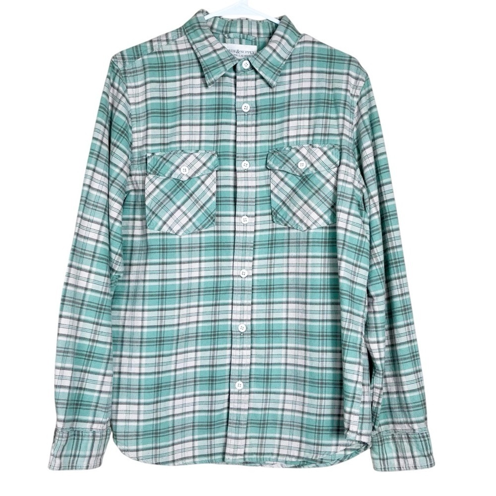 Denim & Supply Ralph Lauren Shirt Button Up Women’s Large Green Plaid Flannel